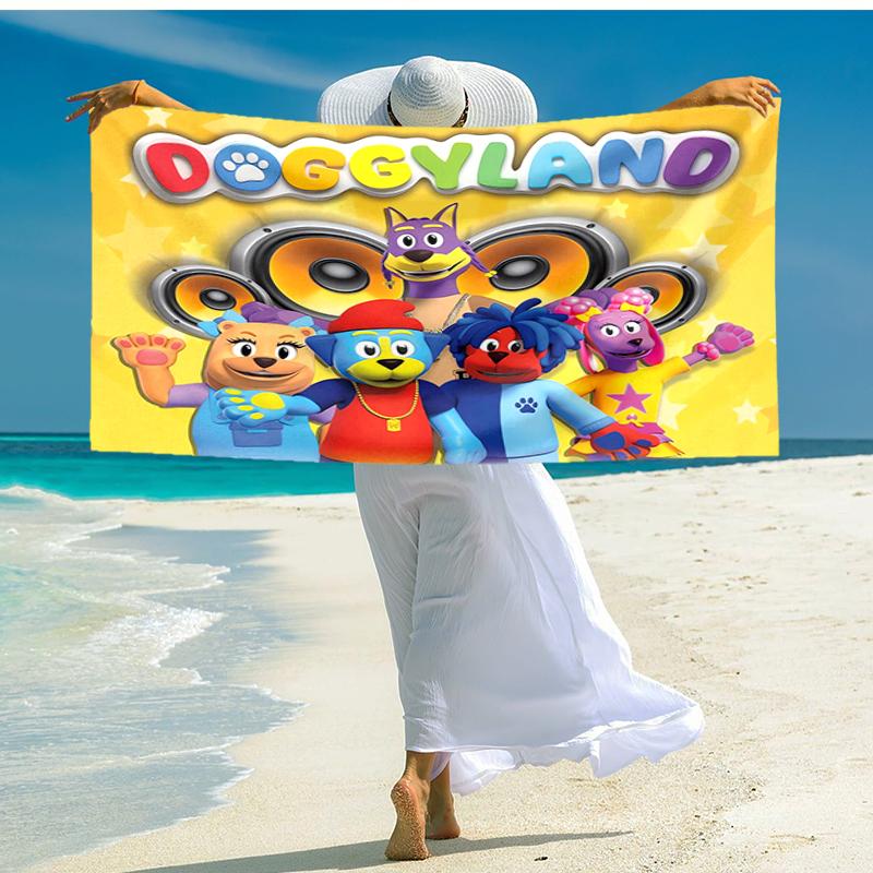 Ultra-Soft Beach Towel with Doggyland Theme,Ideal for Pool - Camping, Diving - Perfect Travel Essential, Vibrant Beach Towel.