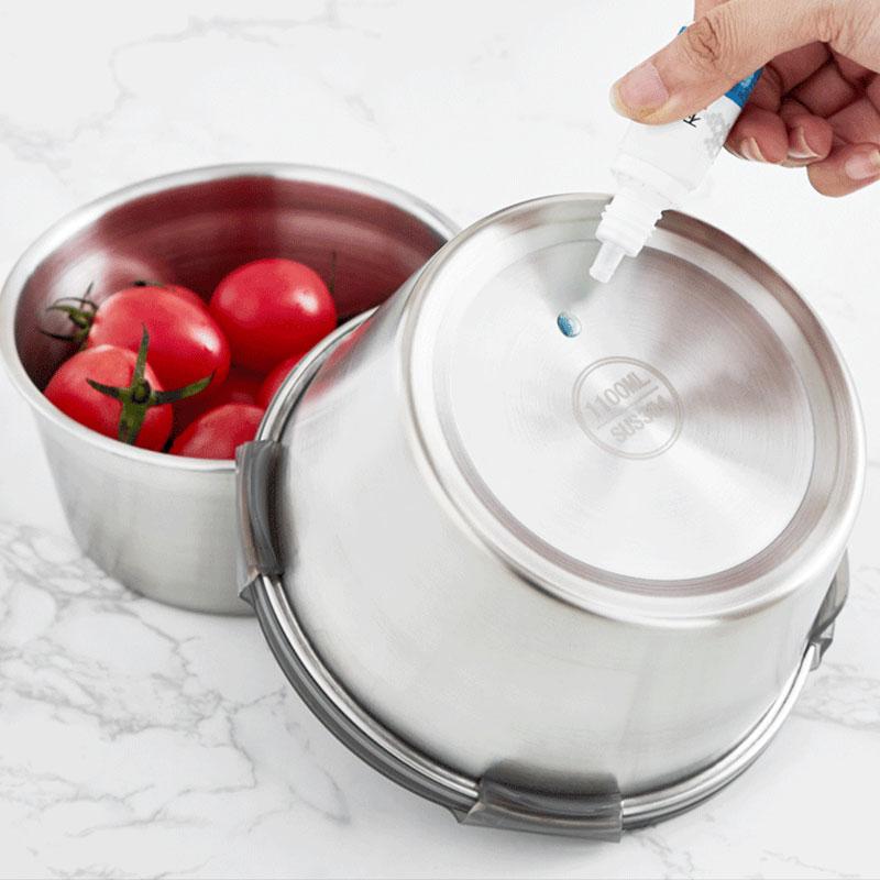 Round Lunch Box 304 Stainless Steel Refrigerator Food Storage Box Kitchen Microwave Heating Sealed Fresh-keeping Box