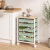 6-Tier Storage Trolley On Wheels, Metal Kitchen Rolling Cart with 5 Pull-Out Drawers, Green