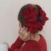 Korean Multi-Layer Flannel Bow Hairpin with Feather Clip - Large Shark Clip Hair Accessory for Women
