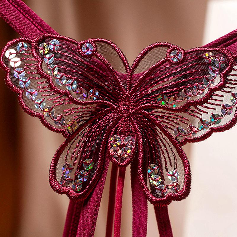 1 buc Lenjerie intimă pentru femei Tentație Transparentă Sexy Cracul deschis Modă Personalitate Tangas Chiloți Lanț de perle