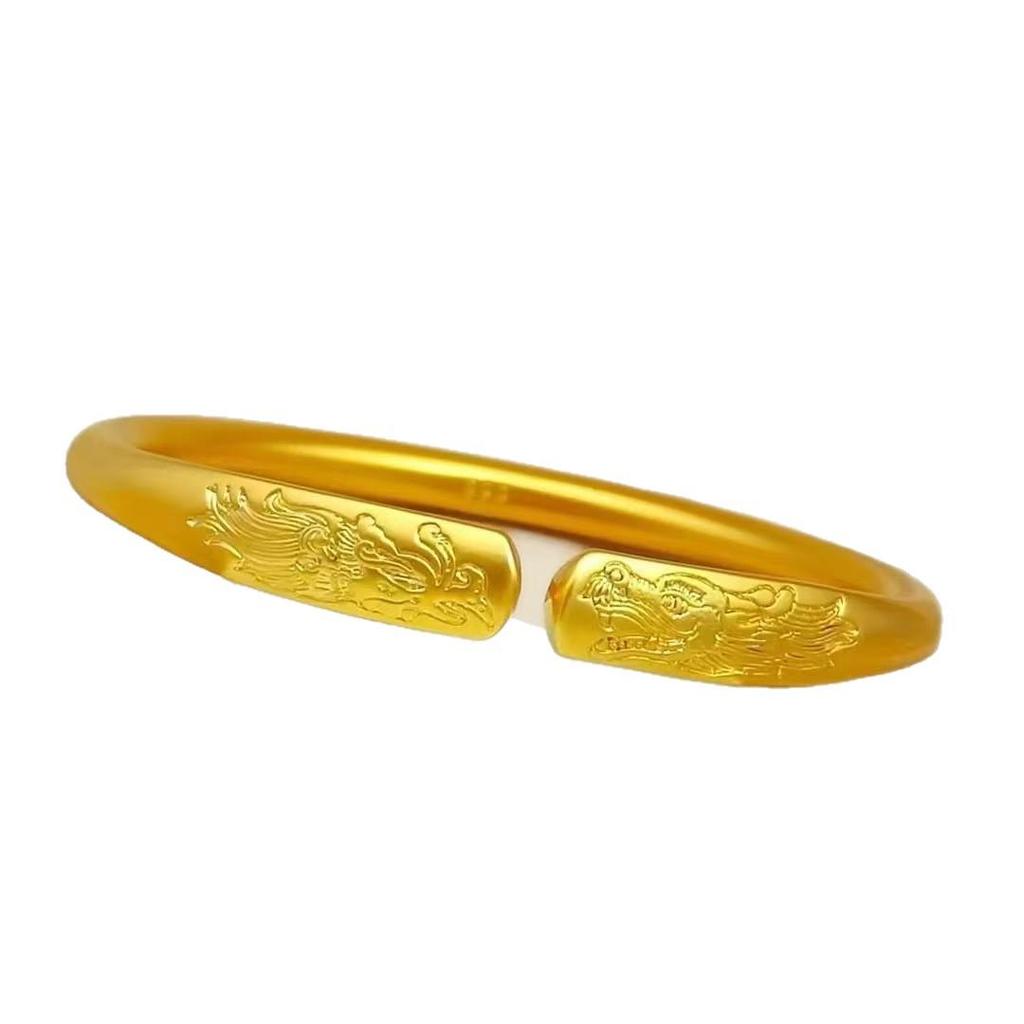 Golden Engraved Peony Flower Openable Bracelet - Light Luxury Chinese Trend Style High-End Jewelry