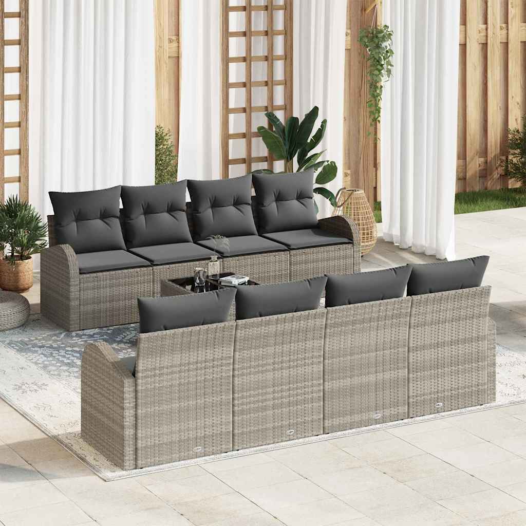 Garden Sofa Set Light Grey 55 X 55 X 37 Cm Poly Rattan
