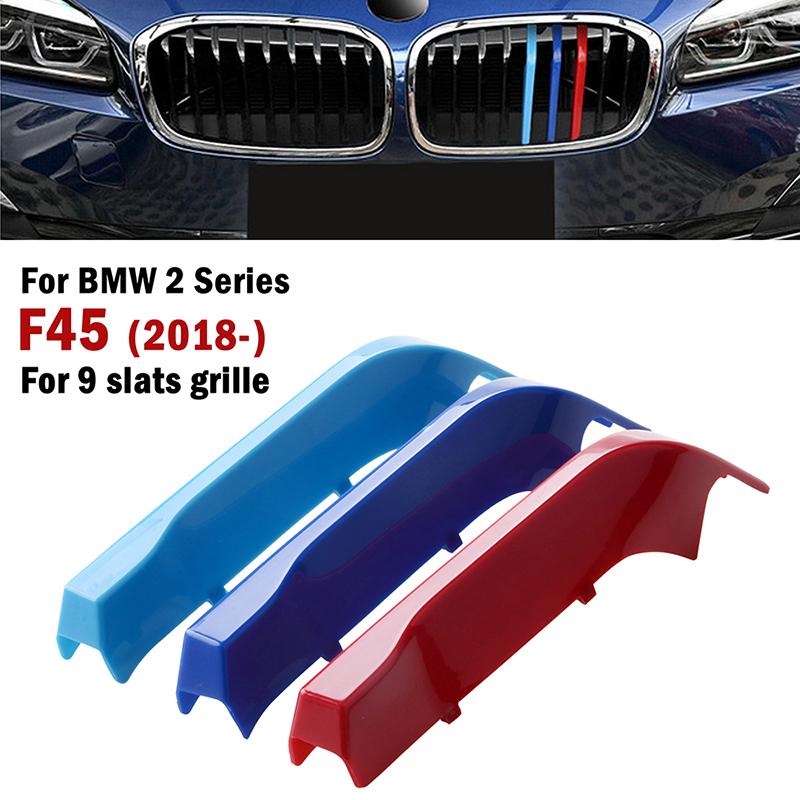 Kidney Front Grill Decal Strips Grille Cover Clip Trim Fit For BMW 2 Series F45 F46 2012-2017 9 10 12 Slats Decorative