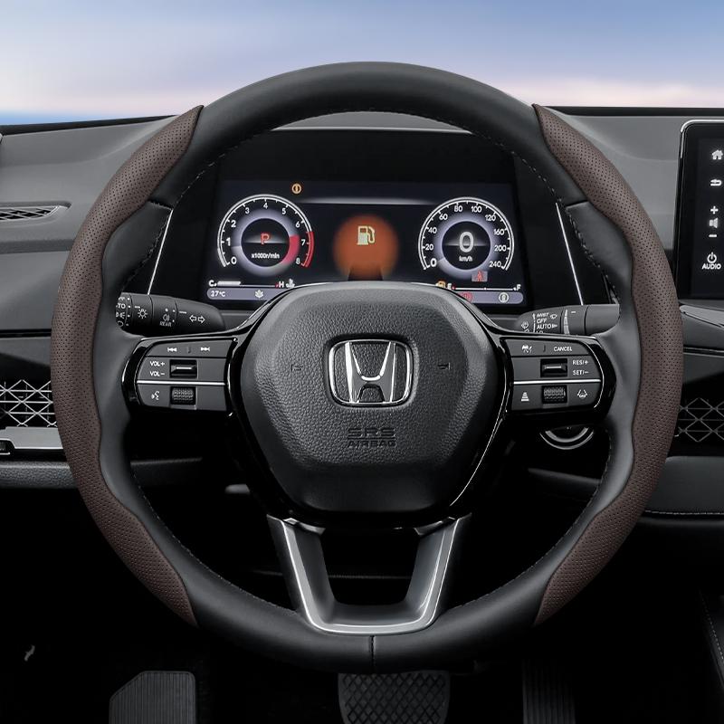 PLXI9 Suitable for Honda's Breathable Holes Leather Steering Wheel Cover Segmented Quick Release Design Non-Slip and Durable Civic Fit 8TAccord 9 10 