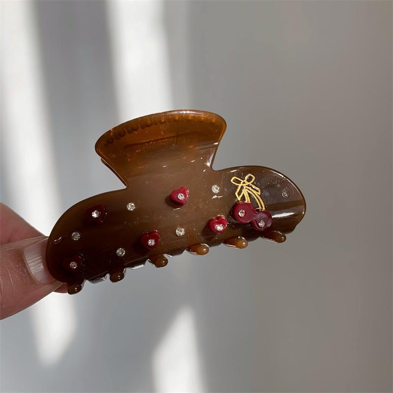 Acetat-Klammer aus der Serie Pink Girl's Heart, Exquisite Rosa Haifischblumen-Künstler-Klammer für Frau Kind