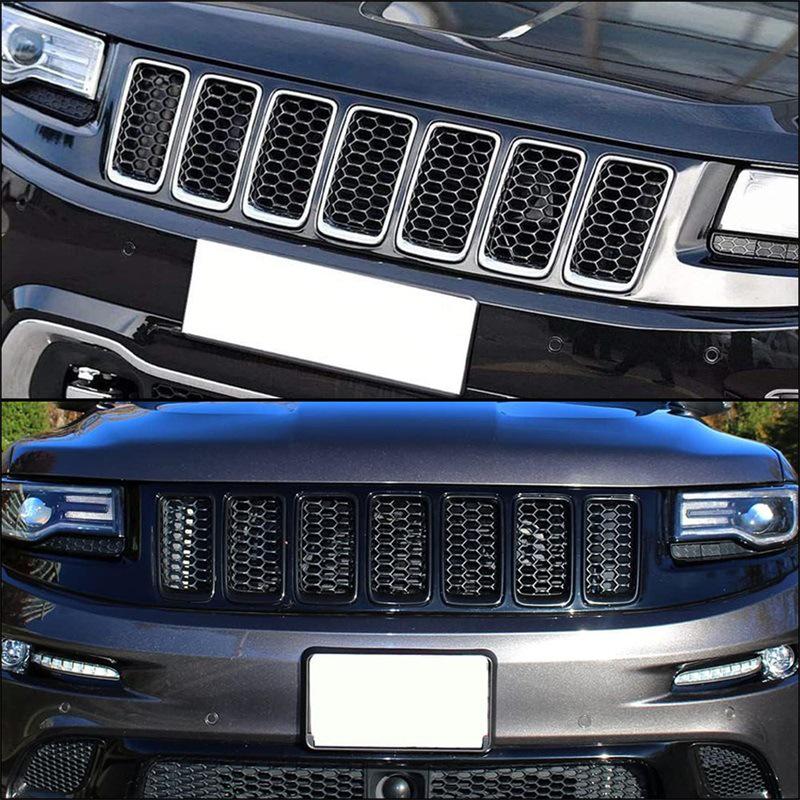 Czarne Pierścienie Wykończeniowe Grillu Przedniego i Tylnego z ABS do Jeep Grand Cherokee 2014-2016