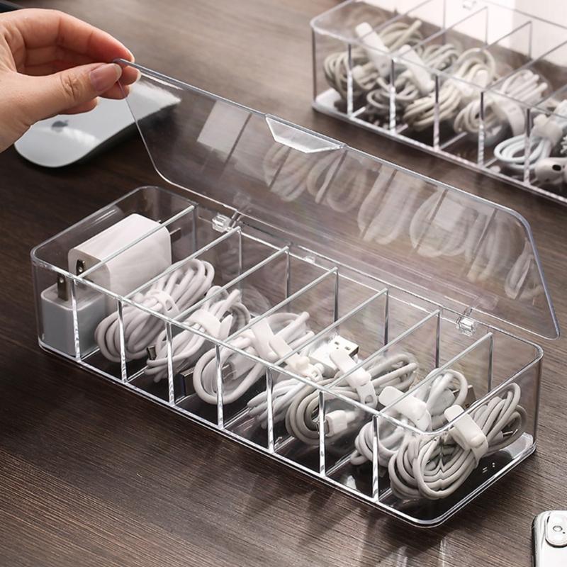 Multiple Cable Organizers Box 8 Compartments Dustproof Designs Accessory for Tidying Home and Offices Space Saving