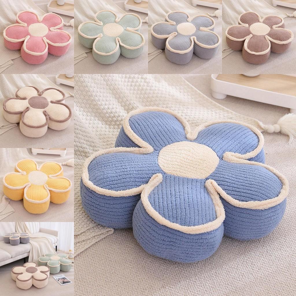 Cozy Plush Flower Cushion With Spliced Design Pillows For Sofa Bed Lounge Use