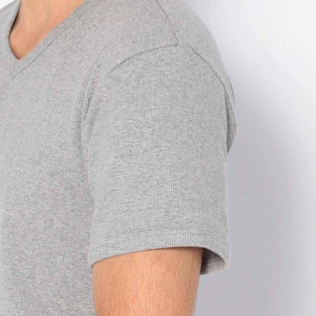 Avirex Official Daily Rib V-Neck Tee, Men's XL, 075 Olive, Short Sleeve (Antibacterial, Anti-Odor), Size 6143501