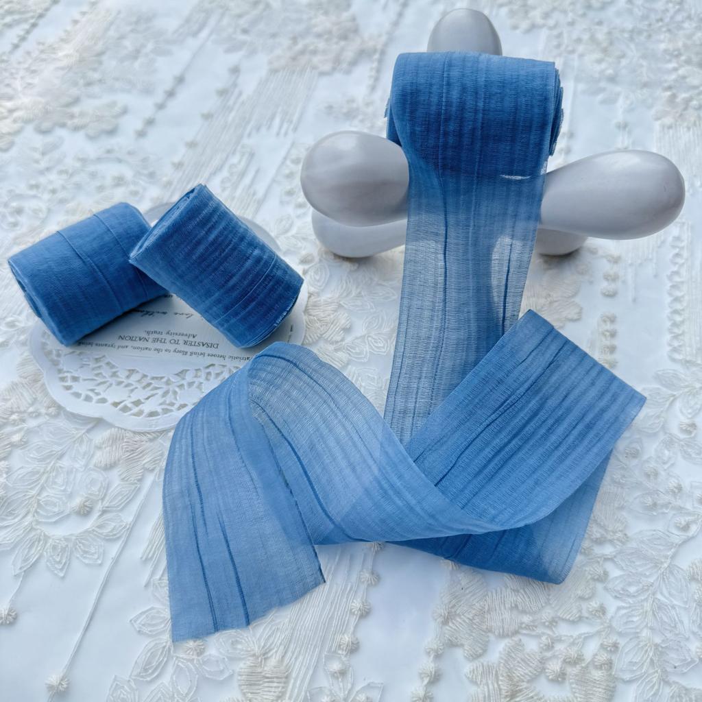 Elegant Striped Pleated Ribbons Simple Solid Color Chiffon Ribbons 5cm*5m Packaging Material Wedding Ribbons