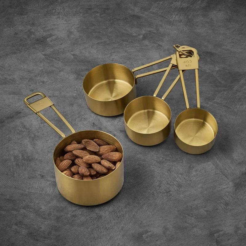 4 Piece Gold Stainless Steel Nesting Measuring Cup Set Durable Kitchen Essential Accurate Measurement Cups Versatile Nesting