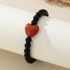1pc Fashionable European American Style Colorful Bead Bracelet with Heart Charm, Simple and Gentle Daily Wear, Ideal for Shopping