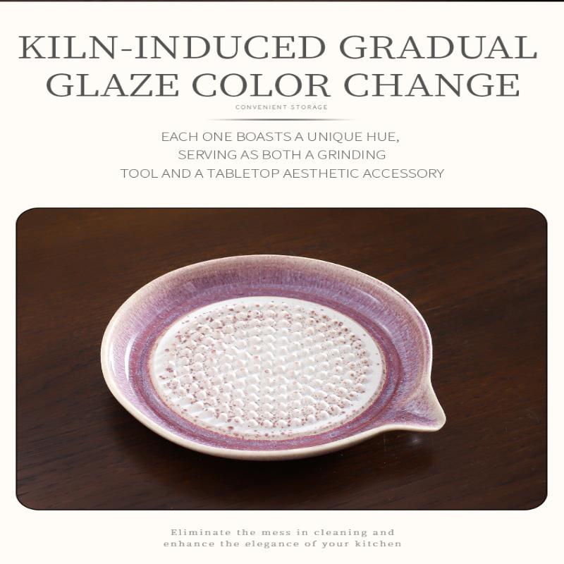 Japanese Style Ceramic Garlic Grater Plate Smooth Edge Porcelain Grater with Spout for Outdoor Camping Home Paste Making