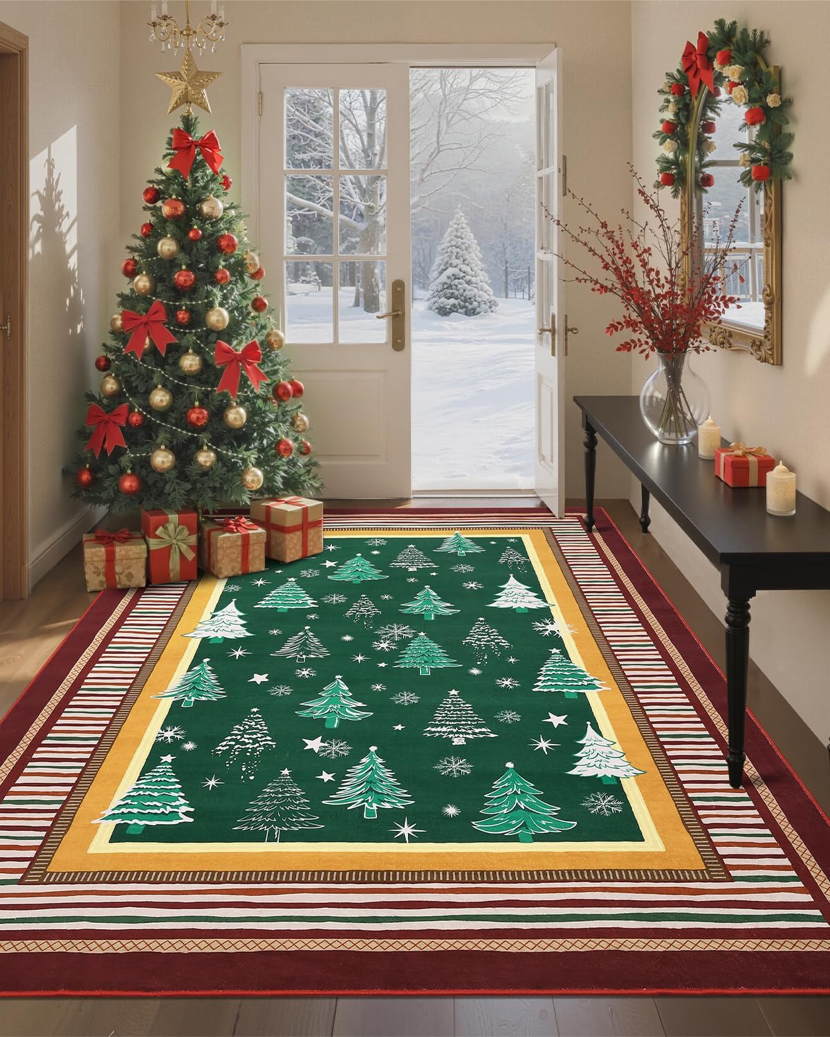 

Christmas Decorative Carpet for Living Room, Bedroom, Floor Mat, Washable, Restaurant, Game Room, Home Decoration 80x120cm 31x47inch