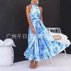 French temperament dopamine color long skirt seaside fairy vacation oil painting dress long dress girl