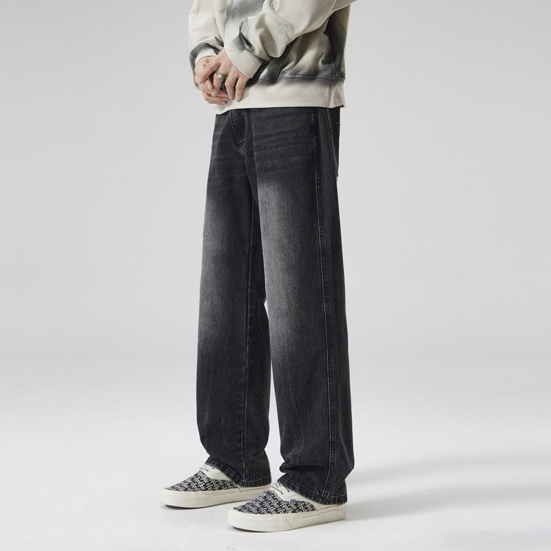 Men's Jeans Spring and Summer New Loose Straight Wide-leg Pants Men's Retro High Street Pants