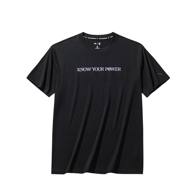 ANTA Men s Kyrie Irving Series Ice Silk Knit Sports Short Sleeve T-Shirt Black 172531114-4 L