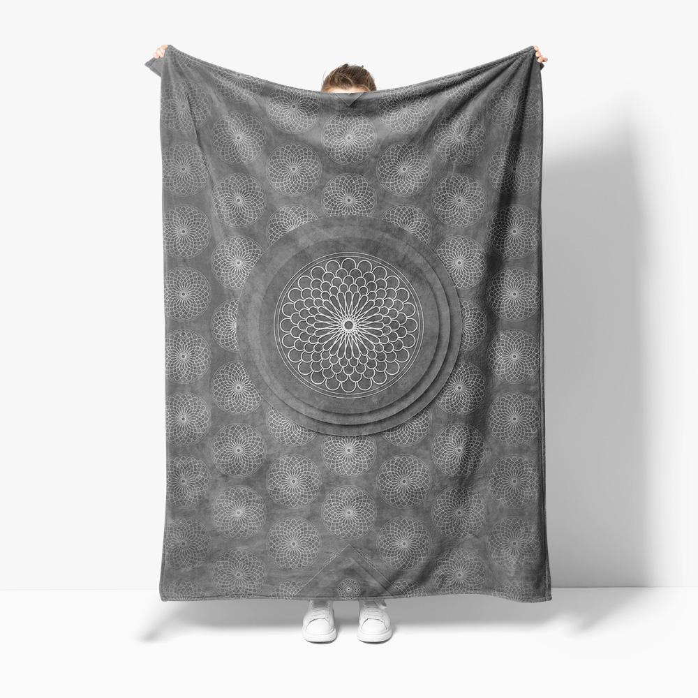 

Boho Mandala Floral Fleece Blanket Gray Throw Soft Cozy Bed Sofa Decorative Cushion Cover Gift 100x150cm