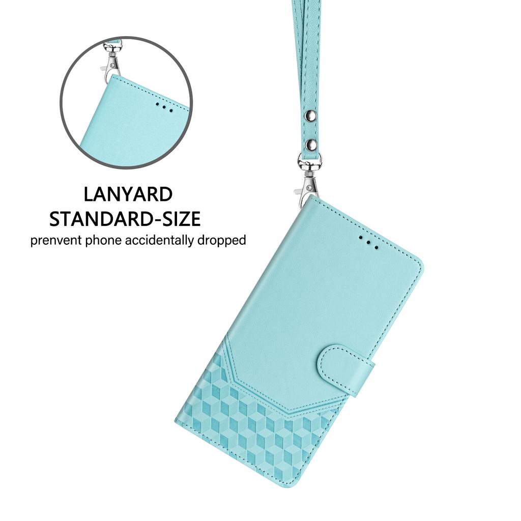 For Realme P3 Ultra 5G Case Imprinted Honeycomb RFID Blocking Leather Phone Cover with Strap