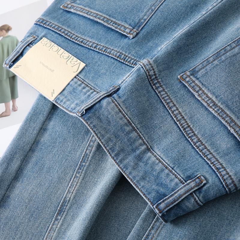 Sommer 2026 Dame Høy Midje Lys Blå Vide Ben Denim Jeans