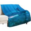 Great White Shark Underwater Throw Blanket Travel Size Cozy Blanket for Plane Train