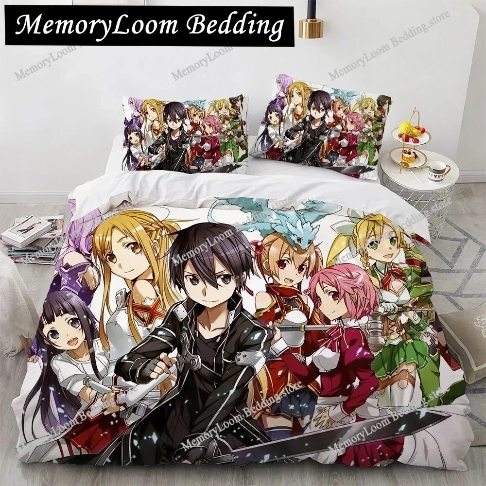 Sword Art Online Bedding Set Anime Duvet Covers King Queen Double Twin Size Adults Bed Linens Single Double Size Bedding Set