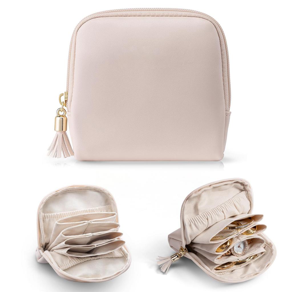 Portable Jewelry Bag Large Capacity Multiple Pockets Jewelry Organizer Bags Classified Jewelry Protective Case Coin Purse
