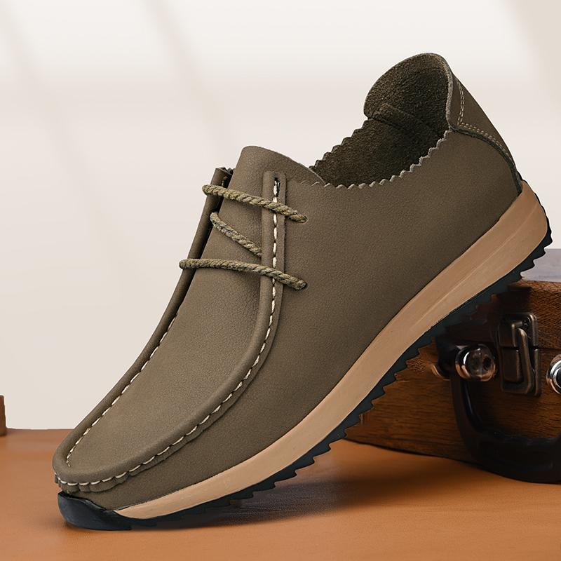Fashion Luxury Brand Men Genuine Leather Casual Business Shoes Soft Sole Lace-up Casual Leather Walking Shoes Lightweight Outdoor Shoes