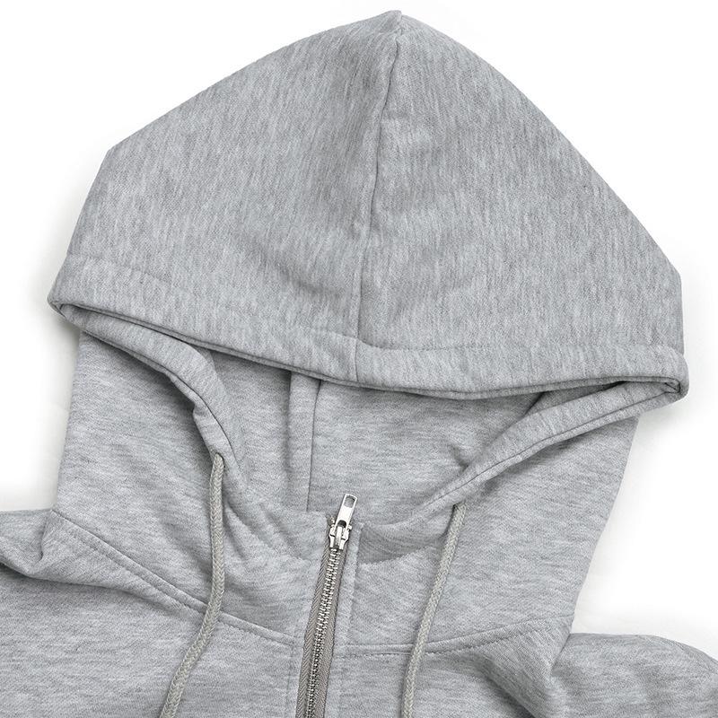 Women's Cross-Border Hooded Velvet Sweatshirt Jacket with Rivet Zipper - Long Sleeve Cardigan for Autumn/Winter