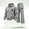 Multi-color Letter Hooded Two-piece Set, Men's Light Business Commuter Micro-sweatpants Tooling Casual Suit