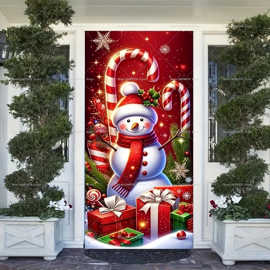 Christmas Old Man Door Banner Hanging Door Cover Banner Snowman Photography Background Indoor And Outdoor Porch Decoration