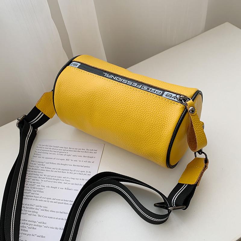 Cylindrical Genuine Leather Women Shoulder Bag Fashion Simple Ladies Crossbody Bag Casual Totes Trendy Messenger Bag