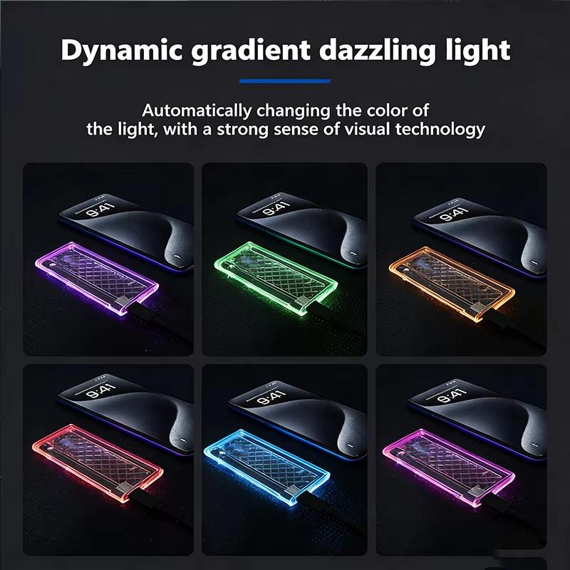 M.2 NVME/NGFF Dual Protocol SSD Enclosure Transparent Hard Drive Case USB3.2 Type-C RGB Light 10Gbps Enclosure SATA SSD Adapter