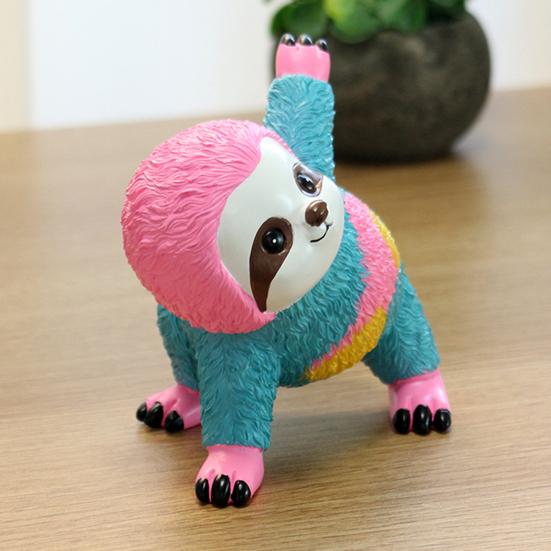 Colorful Yoga Sloth Statue Simulation Sloth Resin Figurine Sculpture Home Office Yoga Gym Desktop Decoration Ornament