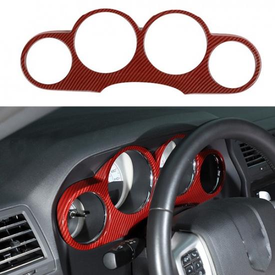 Dashboard Meter Cover Trim Panel Red Carbon Fiber For Dodge Challenger 2009-2014