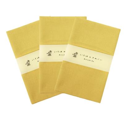 Iroha Plain Color Tenugui (Japanese Hand Towel) 3-Piece Set, 100% Cotton, Made In Japan, Mustard Yellow, Fray-Resistant Treatment, 87 X 33 Cm