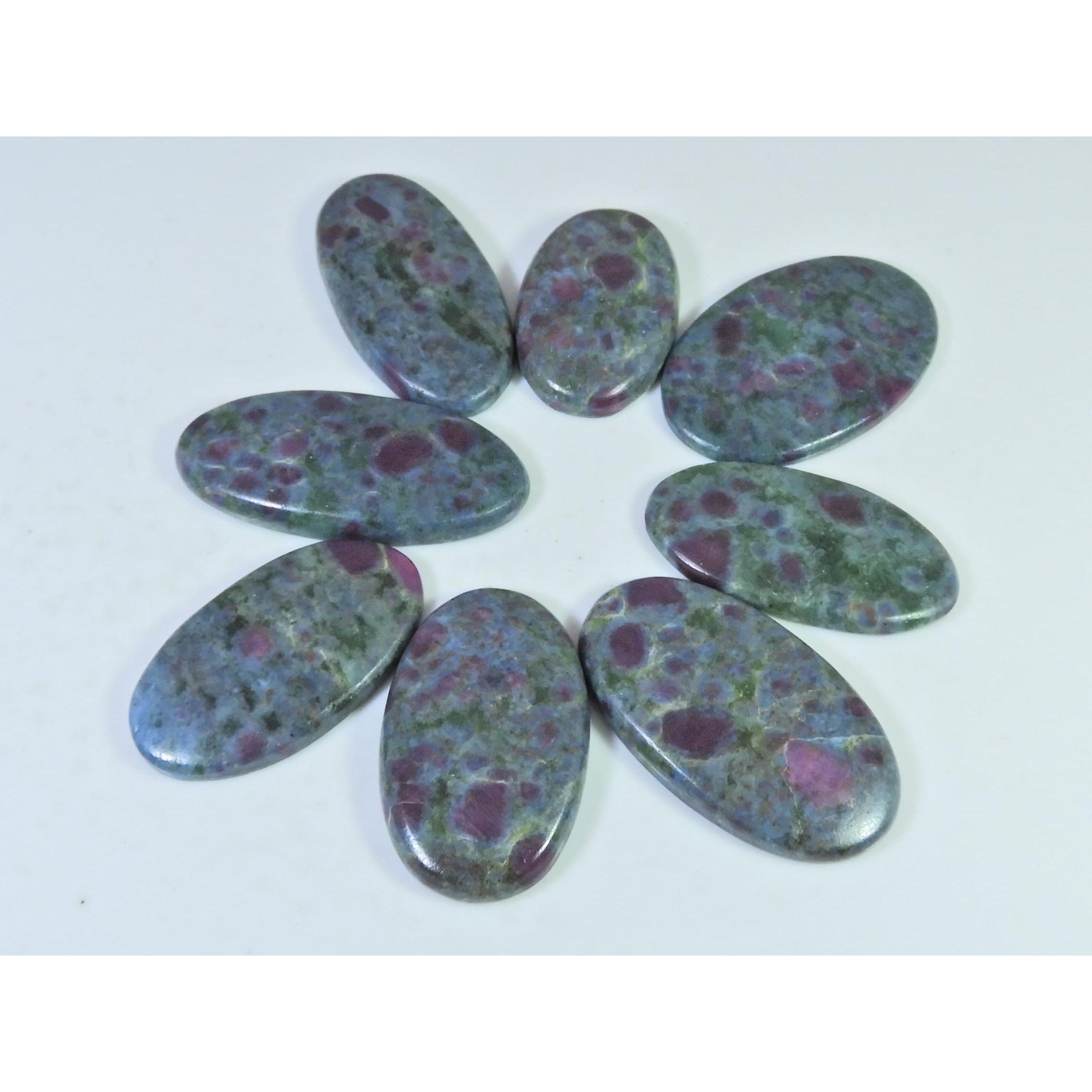 323Cts. Natural Ruby in Kyanite Oval Cabochon Loose Gemstone 08 Pcs Lot C-1297