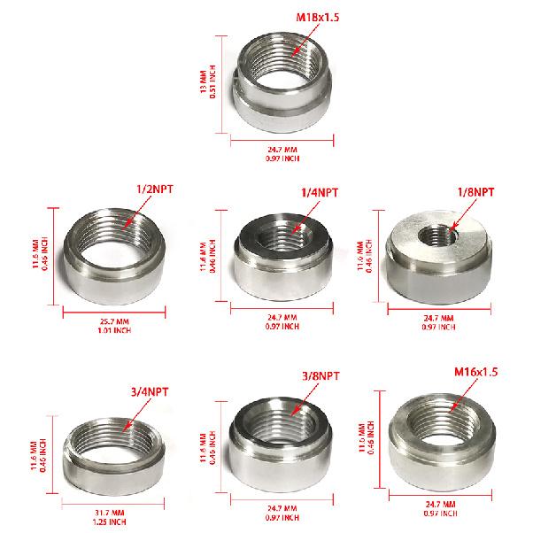 M14X1.5 PIPE Thread Weld Bung Adapter Aluminum Weld Connector Nut On Bung Pipe Fitting Fuel System Fittings7