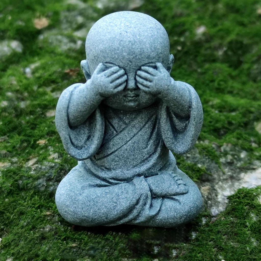 Mini Buddha Statue Resin Little Monk Figurine Collectible Micro Landscape Sculpture for Desktop Car Office Decor Ornament