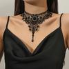 "Chic Gothic Black Lace Tassel Collarbone Necklace”