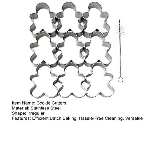 Gingerbread Man Cookie Cutters 9 Cavity Stainless Steel Baking Mold for Biscuits And Fondant Easy to Clean Baking Tool for Home Baking And Festive