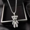 TuKoo Trendy Little Bear Diamond Pendant Necklace - Cute, Hip Hop Style Long Sweater Chain for Women
