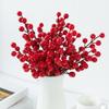 10Pcs DIY Red Berry Branche Realistic Christmas Tree Pendant Ornament Fake Plant  Party Supplies