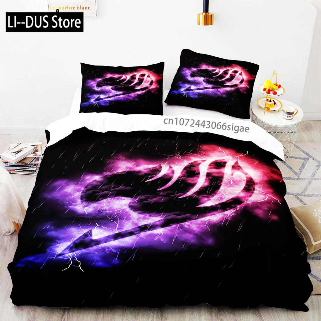 Comforter 3D Print Fairy Tail Anime Natsu Bedding Set Bed Set Comforter King Queen Size Boys Adult