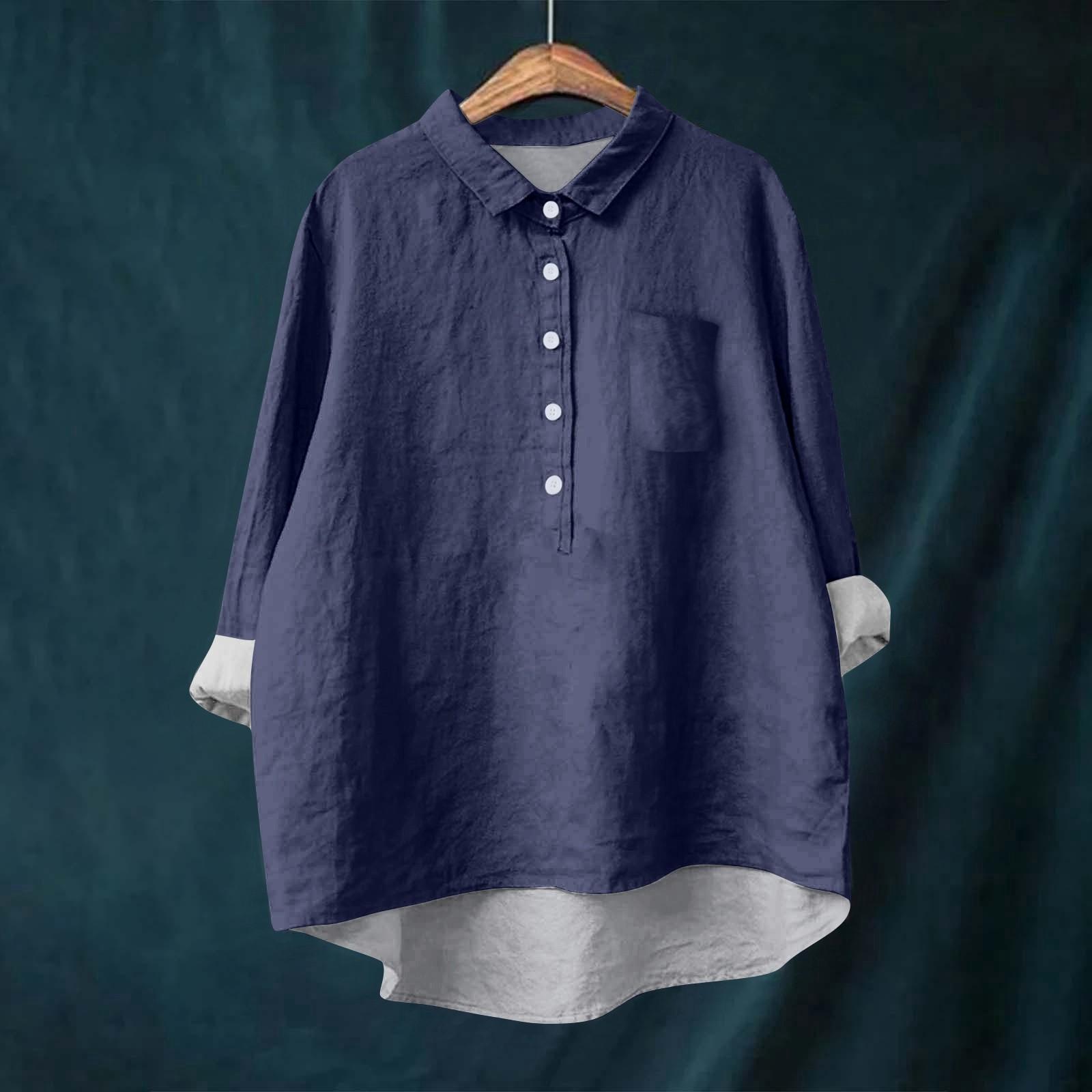 Женская рубашка-блузка с длинными рукавами и пуговицами — фото 17