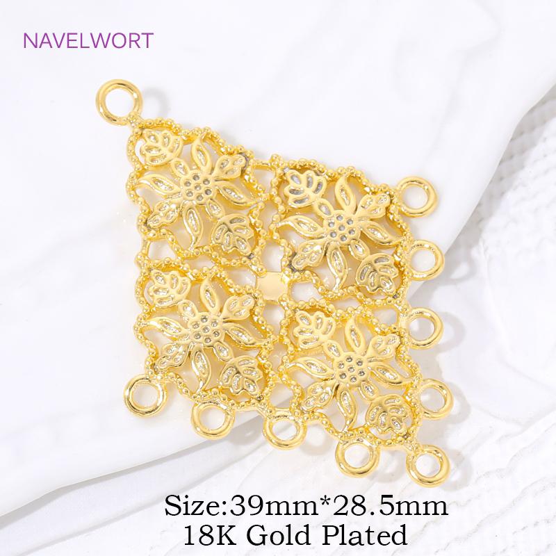 

Multi Strand 18K Gold Plated Brass Rhombus Charm Connectors For Jewelry Findings,Connector For Earrings,DIY Jewelry Materials 1 piece