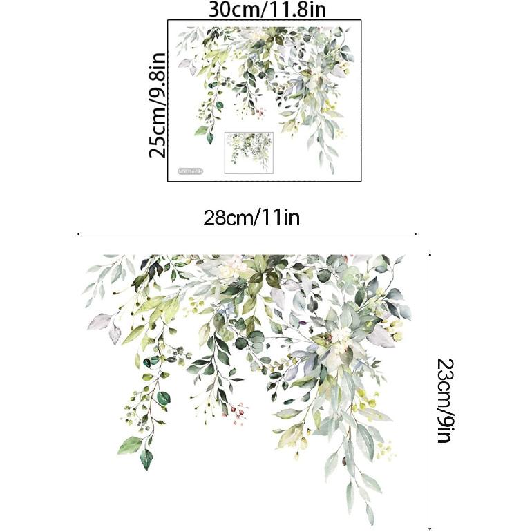 Green Plant Leaves Flowers Toilet Seat Lid Stickers Self-Adhesive Bathroom Wall Stickers Green Leaf Floral Toilet Lid Decals DIY Removable Waterproof