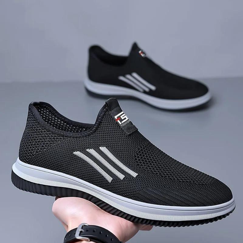 Fashion Summer Mesh Breathable Loafers Fashion Casual Men's Sneakers Comfortable Walking Shoes Slip-on Thick Bottom Work Shoes 2024 New