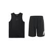 Solid Color Quick-Dry Sleeveless Vest Comfortable Logo Five-Point Shorts Casual Sports Suit Unisex Sports Suit Black YVSV031-1+YKSV197-2